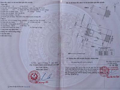 Chính Chủ Bán Gấp Nhà 1/ Đường Quang Trung Hẻm 10m Thông Chợ Hạnh Thông Tây 12