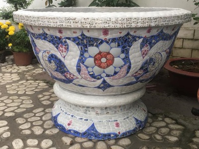 Chậu cảnh , chậu khảm sành thủ công , chậu size khủng , chậu xi măng 1