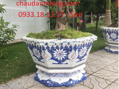Chậu cảnh , chậu khảm sành thủ công , chậu size khủng , chậu xi măng 3