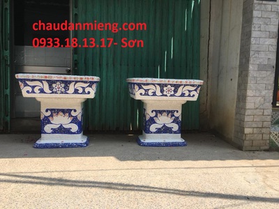 Chậu cảnh , chậu khảm sành thủ công , chậu size khủng , chậu xi măng 6