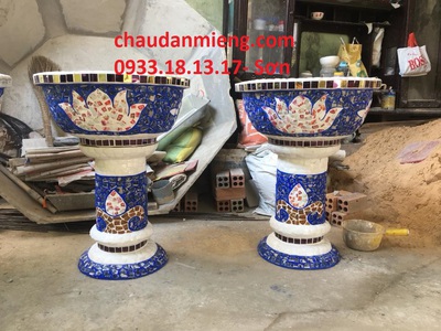Chậu cảnh , chậu khảm sành thủ công , chậu size khủng , chậu xi măng 7