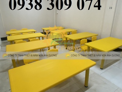 Bàn nhựa hình chữ nhật mầm non,bàn nhựa mầm non gập chân 3