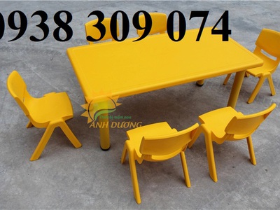 Bàn nhựa hình chữ nhật mầm non,bàn nhựa mầm non gập chân 4