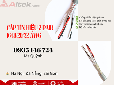 Cáp tín hiệu 16awg, 18awg, 20awg, 22awg 2 pair Altek Kabel 1
