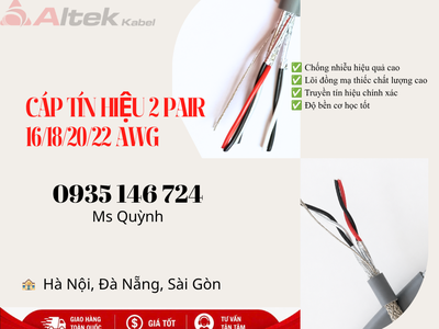 Cáp tín hiệu 16awg, 18awg, 20awg, 22awg 2 pair Altek Kabel 2