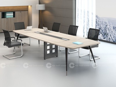 Mẫu Bàn Họp 8 Người Gỗ MDF Kết Hợp Chân Sắt Hiện Đại 1