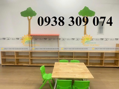 Kệ tủ gỗ trẻ em mầm non, kệ gỗ montessori cho lớp mầm non 6