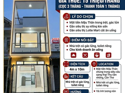 Cho thuê nhà mặt tiền Mậu Thân gần An Hoà Cái Khế Cần Thơ 0