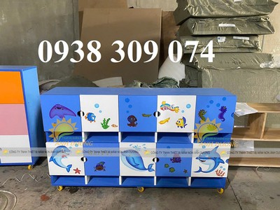 Tủ cặp dép mầm non 8 ô, tủ đựng balo mầm non 1