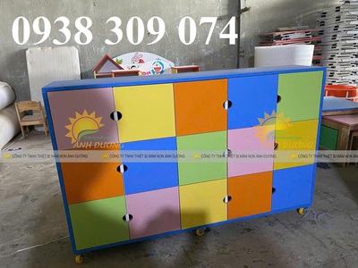 Tủ cặp dép mầm non 8 ô, tủ đựng balo mầm non 2