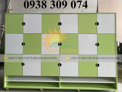 Tủ cặp dép mầm non 8 ô, tủ đựng balo mầm non 3