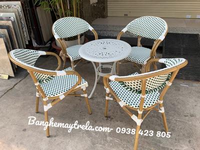 Ghế cafe mây nhựa khung nhôm 4