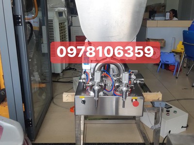 Máy chiết rót dịch sệt, máy chiết dịch đặc 2 vòi chiết, máy chiết rót sate tương đặc 2