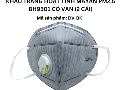 Khẩu trang than hoạt tính MAYAN PM2.5 BH9501 có van 2 cái Lọc bụi mịn, dễ thở hơn 0