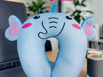 Gối kê cổ chữ U du lịch hạt xốp in hoạt hình vui nhộn siêu cute 0