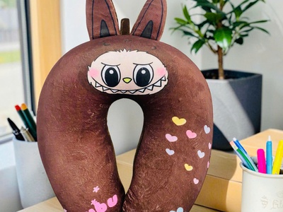 Gối kê cổ chữ U du lịch hạt xốp in hoạt hình vui nhộn siêu cute 9