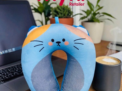 Gối kê cổ chữ U du lịch hạt xốp in hoạt hình vui nhộn siêu cute 11