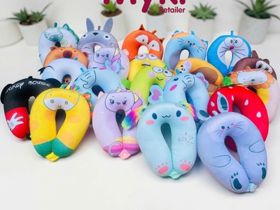 Gối kê cổ chữ U du lịch hạt xốp in hoạt hình vui nhộn siêu cute 18