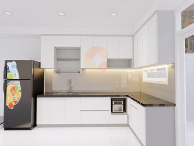 Tủ Bếp HDF An Cường Phủ Acrylic Bóng Gương Chữ L Hiện Đại 1