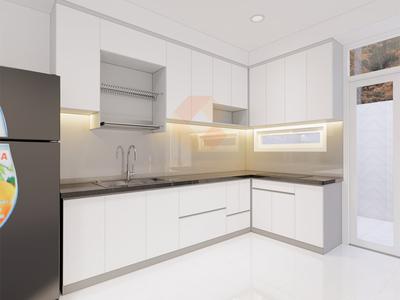 Tủ Bếp HDF An Cường Phủ Acrylic Bóng Gương Chữ L Hiện Đại 0