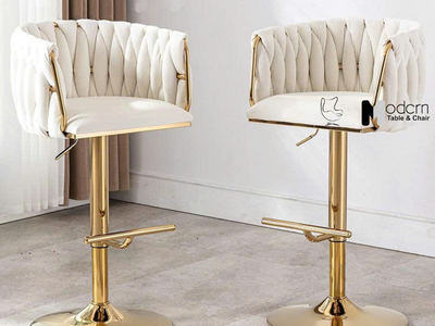 Ghế quầy bar nệm vải nhung chân thép mạ màu vàng CB2162B-F tại HCM 3