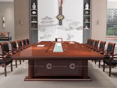 Bàn Họp Gỗ Tự Nhiên Lớn Sang Trọng Cho Phòng Họp Cao Cấp 2