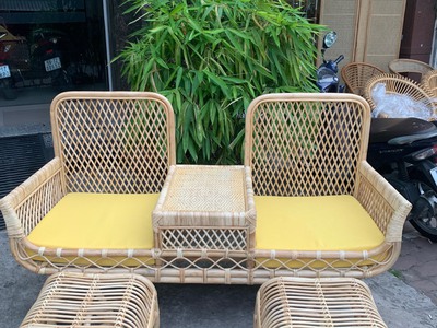 Băng ghế mây đôi decor 3