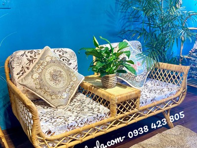 Băng ghế mây đôi decor 4