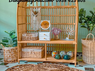Kệ mây tự nhiên- Kệ sách báo mây tre 3
