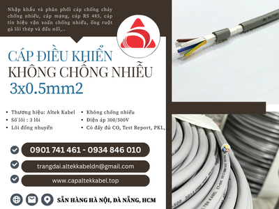 Cáp điều khiển Altek Kabel 3x0.5 không lưới chống nhiễu cho thang máy 0
