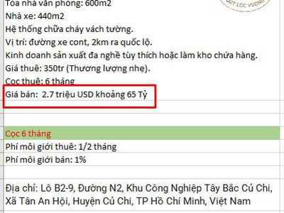 Cho thuê/Bán nhà xưởng may mặc   KCN TÂY BẮC, CỦ CHI, TP.HCM   12.264m 0