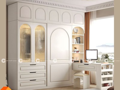 Tủ Quần Áo Gỗ Tự Nhiên Tích Hợp Bàn Hiện Đại - TATN026 2