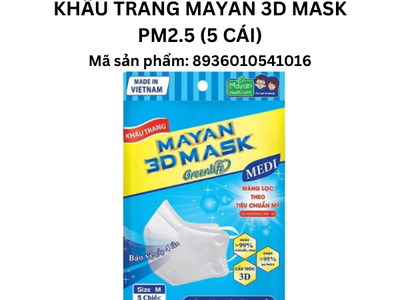 Khẩu trang Mayan 3D Mask PM2.5 5 cái Bảo vệ hô hấp hiệu quả 0