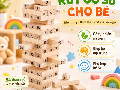 Đồ Chơi Rút Gỗ Cho Bé 54 Thanh Kèm Xúc Xắc Số 51DDG 1