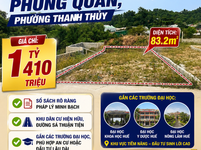 Bán đất phường Thanh , TP Huế. Gần làng Đại Học, Giá 1ty410 0