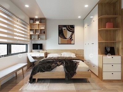 Combo Phòng Ngủ Gỗ Công Nghiệp MDF Màu Vàng Vân Gỗ 2