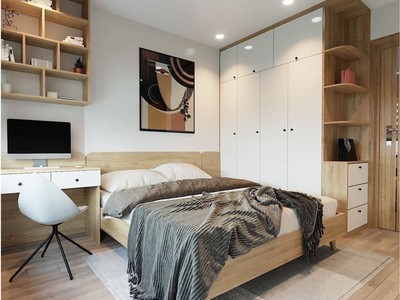 Combo Phòng Ngủ Gỗ Công Nghiệp MDF Màu Vàng Vân Gỗ 1