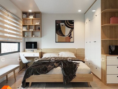 Combo Phòng Ngủ Gỗ Công Nghiệp MDF Màu Vàng Vân Gỗ 0