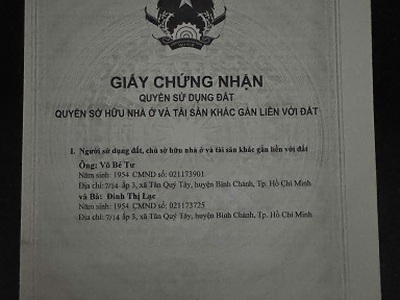Chính chủ cần bán lô đất đẹp tại tân quý tây   bình chánh 0