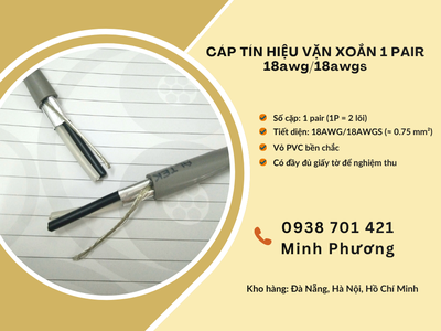 Cáp tín hiệu vặn xoắn 1 Pair 18awg/18awgs Truyền tín hiệu ổn định, chống suy hao 1