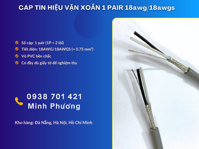 Cáp tín hiệu vặn xoắn 1 Pair 18awg/18awgs Truyền tín hiệu ổn định, chống suy hao 2
