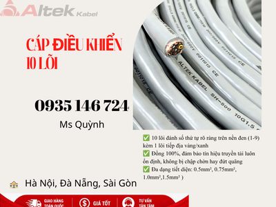 Cáp điều khiển 10 lõi Altek Kabel 10x0.5, 10x0.75. 10x1.0 0