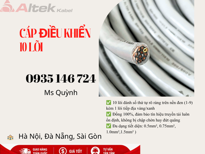 Cáp điều khiển 10 lõi Altek Kabel 10x0.5, 10x0.75. 10x1.0 2