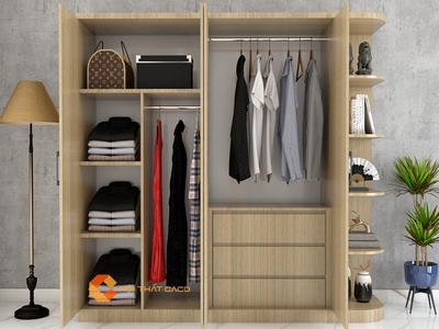 Tủ Quần Áo Gỗ Công Nghiệp MDF Phủ Melamine Màu Óc Chó - TAM09 2