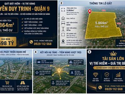Bán gấp đất lô góc mt nguyễn duy trinh- long trường q9- 5864m2 ful tc -chỉ 598 tỷ 2