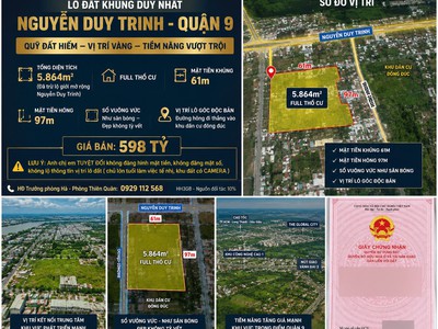 Bán gấp đất lô góc mt nguyễn duy trinh- long trường q9- 5864m2 ful tc -chỉ 598 tỷ 0