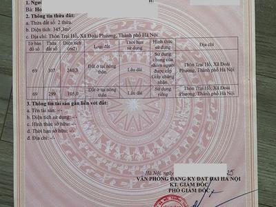 Chính chủ cần bán đất thôn trại hồ xã đoài phương, hà nội 0
