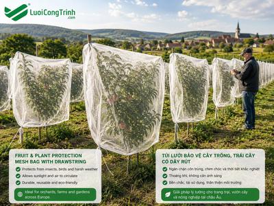 Túi lưới HDPE Trắng phủ cây trồng nông nghiệp bảo vệ trái cây hoa màu 0