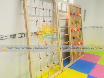 Thang leo gỗ mầm non, thang leo gỗ liên hoàn 1