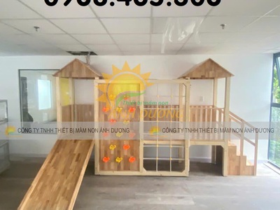 Thang leo gỗ mầm non, thang leo gỗ liên hoàn 4